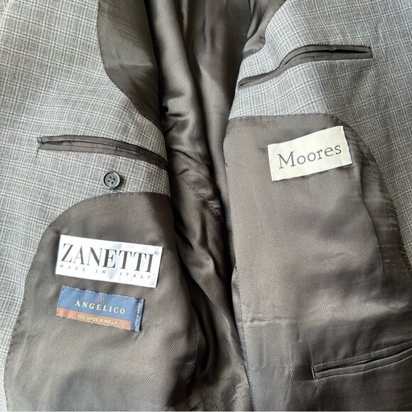 Zanetti Angelico Checked Pure Wool Blazer Made in Italy - Picture 10 of 11